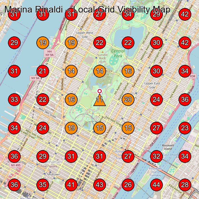 Marina Rinaldi GeoGrid visibility map for Women'S Clothing Store in New York